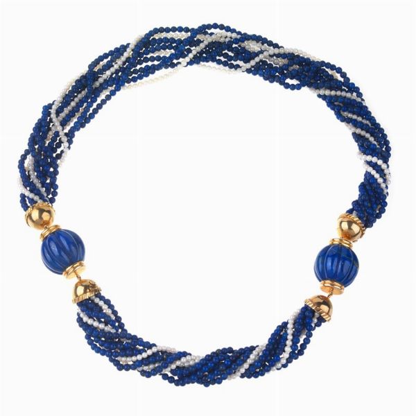 COLLANA TORCHON CON PERLE COLTIVATE E LAPISLAZZULI  - Asta Gioielli  - Associazione Nazionale - Case d'Asta italiane