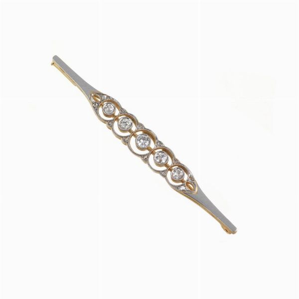 SPILLA A BARRETTA CON DIAMANTI  - Asta Gioielli  - Associazione Nazionale - Case d'Asta italiane