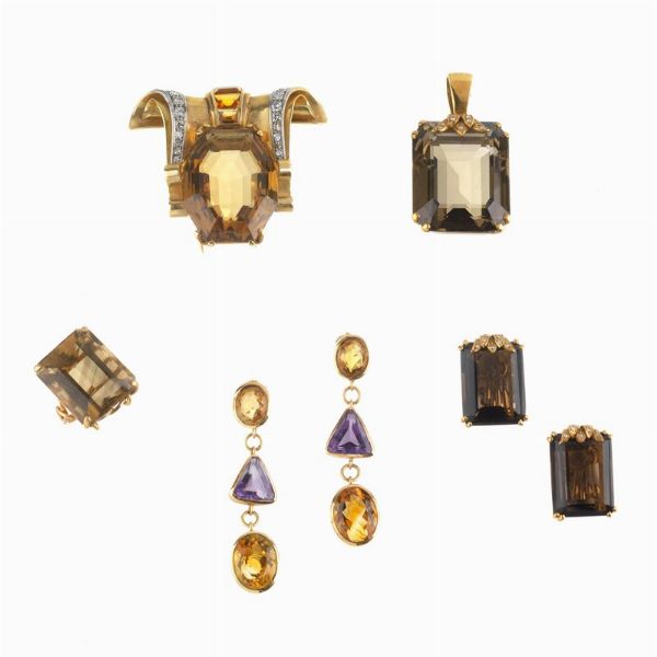 DEMI PARURE CON QUARZI AMETISTE E DIAMANTI  - Asta Gioielli  - Associazione Nazionale - Case d'Asta italiane