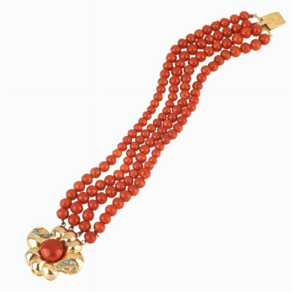 BRACCIALE A FASCIA IN CORALLO  - Asta Gioielli  - Associazione Nazionale - Case d'Asta italiane