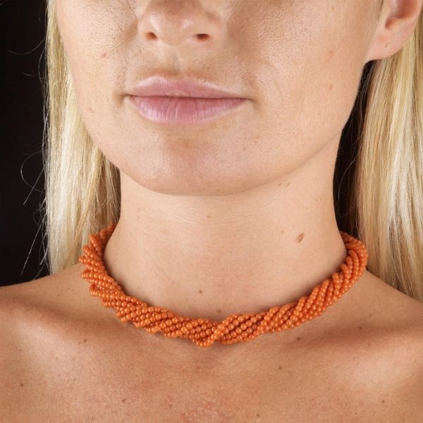 COLLANA IN CORALLO TORCHON  - Asta Gioielli  - Associazione Nazionale - Case d'Asta italiane