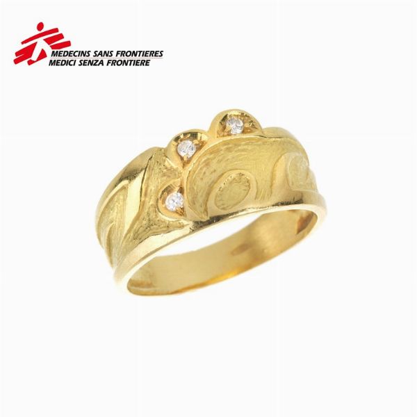 ANELLO A FASCIA CON DIAMANTI  - Asta Gioielli  - Associazione Nazionale - Case d'Asta italiane