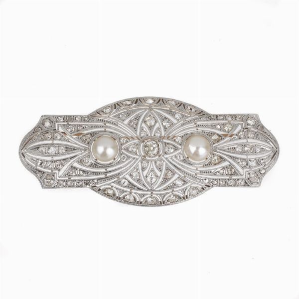 SPILLA CON PERLE E DIAMANTI  - Asta Gioielli  - Associazione Nazionale - Case d'Asta italiane