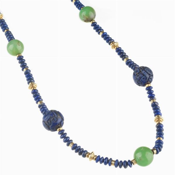 LUNGA COLLANA IN LAPISLAZZULI E GIADA  - Asta Gioielli  - Associazione Nazionale - Case d'Asta italiane