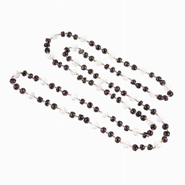 LUNGA COLLANA CON GRANATI E CRISTALLO  - Asta Gioielli  - Associazione Nazionale - Case d'Asta italiane