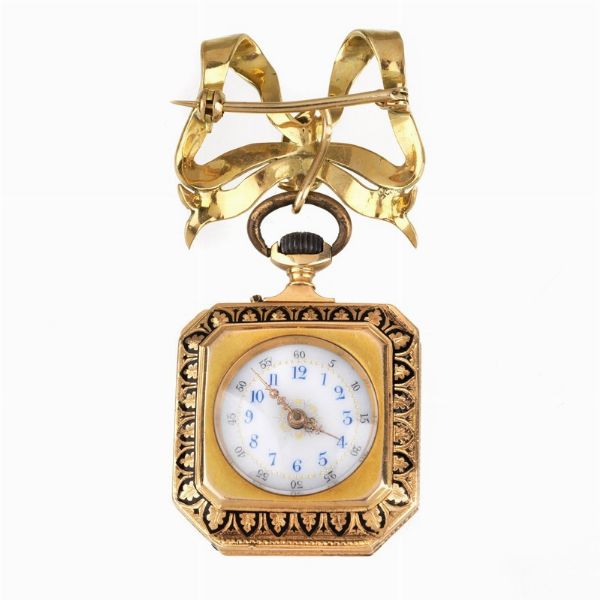 SPILLA CON OROLOGIO  - Asta Gioielli  - Associazione Nazionale - Case d'Asta italiane