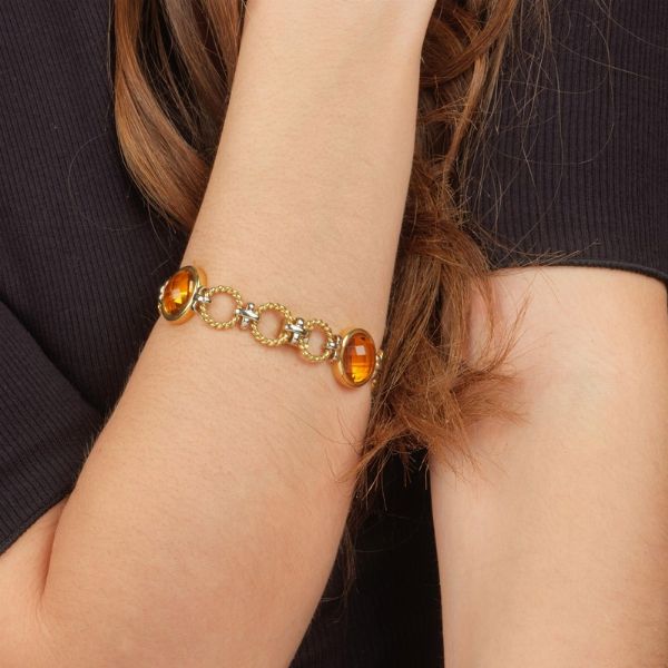 BRACCIALE A CATENA CON QUARZI CITRINI  - Asta Gioielli  - Associazione Nazionale - Case d'Asta italiane
