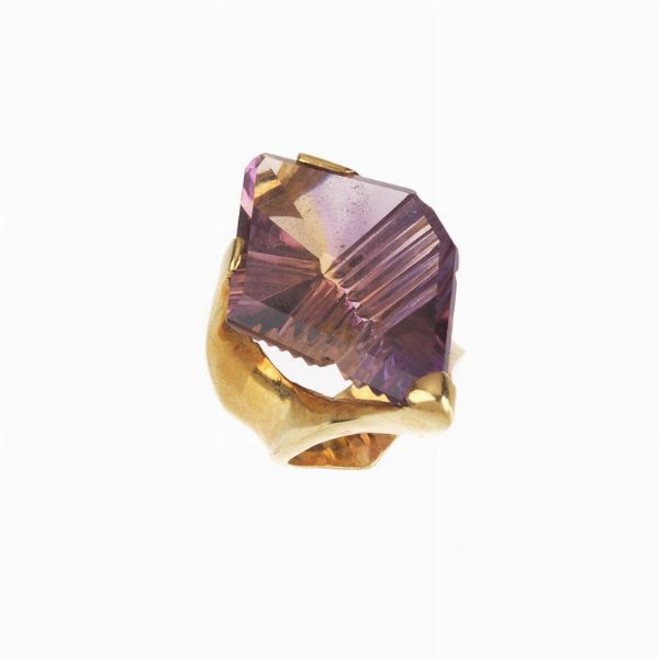 ANELLO CON QUARZO AMETRINO  - Asta Gioielli  - Associazione Nazionale - Case d'Asta italiane