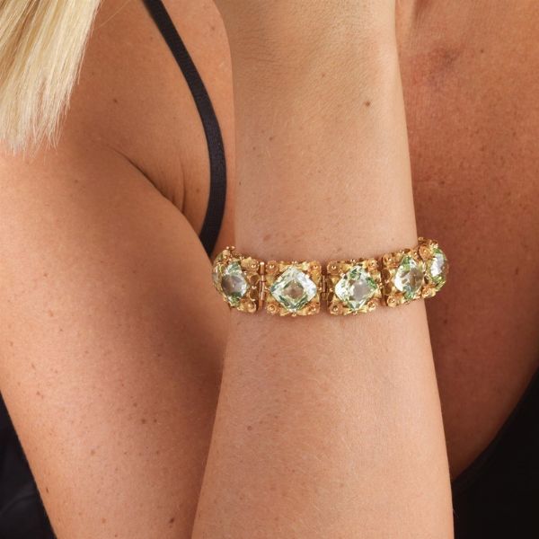 BRACCIALE CON QUARZI VERDI  - Asta Gioielli  - Associazione Nazionale - Case d'Asta italiane