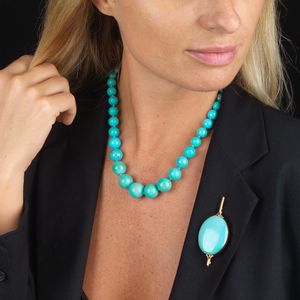 COLLANA E SPILLA CON TURCHESI  - Asta Gioielli  - Associazione Nazionale - Case d'Asta italiane