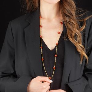 COLLANA CON SFERE IN CORNIOLA  - Asta Gioielli  - Associazione Nazionale - Case d'Asta italiane