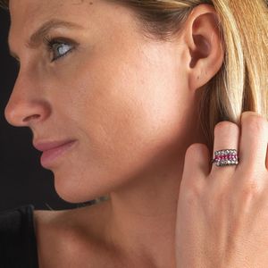 ANELLO CON RUBINI SINTETICI E DIAMANTI  - Asta Gioielli  - Associazione Nazionale - Case d'Asta italiane