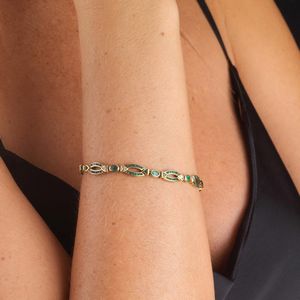 BRACCIALE A CATENA CON SMERALDI E DIAMANTI  - Asta Gioielli  - Associazione Nazionale - Case d'Asta italiane