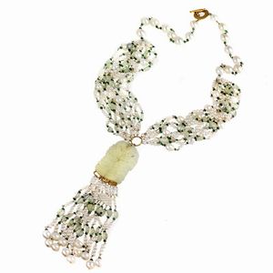 LUNGA COLLANA A FRANGIA CON PIETRE SEMIPREZIOSE E PERLE  - Asta Gioielli  - Associazione Nazionale - Case d'Asta italiane