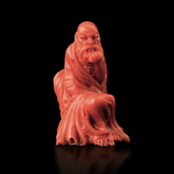 Figura di saggio scolpita in corallo, Cina, inizi XX secolo  - Asta Fine chinese works of art - Associazione Nazionale - Case d'Asta italiane