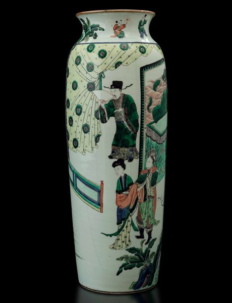 Vaso in porcellana Famiglia Verde raffigurante scena di vita comune e fanciulli, Cina, Dinastia Qing, XIX secolo  - Asta Fine chinese works of art - Associazione Nazionale - Case d'Asta italiane