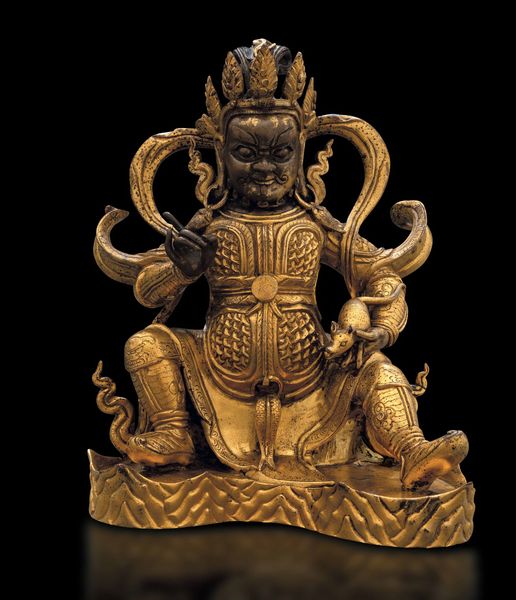 Rara figura di guardiano in bronzo dorato, Cina, Dinastia Qing, epoca Qianlong (1736-1796)  - Asta Fine chinese works of art - Associazione Nazionale - Case d'Asta italiane