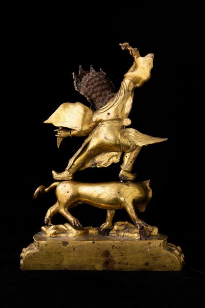 Grande figura di Yama Lord of Hell in bronzo dorato con innesti di pietre dure, Cina, Dinastia Qing, XIX secolo  - Asta Fine chinese works of art - Associazione Nazionale - Case d'Asta italiane