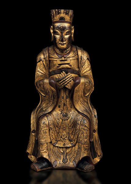 Importante figura di dignitario in legno laccato e dorato, Cina, Canton, Dinastia Qing, XVIII secolo  - Asta Fine chinese works of art - Associazione Nazionale - Case d'Asta italiane