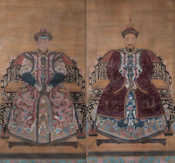 Coppia di grandi dipinti su seta raffiguranti Imperatore e Imperatrice, Cina, Dinastia Qing, epoca Qianlong (1736-1796)  - Asta Fine chinese works of art - Associazione Nazionale - Case d'Asta italiane