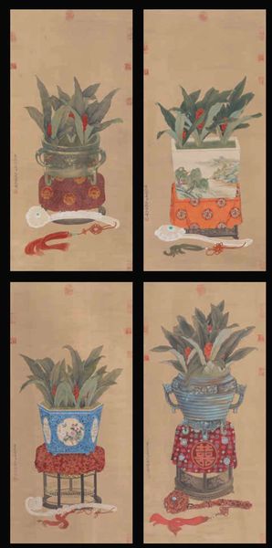Quattro dipinti su seta raffiguranti soggetti naturalistici e iscrizioni, Cina, Dinastia Qing, XIX secolo  - Asta Fine chinese works of art - Associazione Nazionale - Case d'Asta italiane