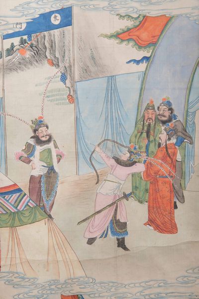 Dipinto su seta raffigurante scena di corte con iscrizione, Cina, Dinastia Qing, epoca Jiaqing (1796-1820)  - Asta Fine chinese works of art - Associazione Nazionale - Case d'Asta italiane