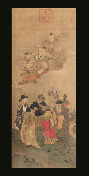 Dipinto su seta raffigurante saggi e discepoli entro paesaggio con iscrizione, Cina, Dinastia Qing, XIX secolo  - Asta Fine chinese works of art - Associazione Nazionale - Case d'Asta italiane
