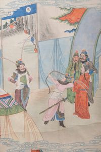 Dipinto su seta raffigurante scena di corte con iscrizione, Cina, Dinastia Qing, epoca Jiaqing (1796-1820)  - Asta Fine chinese works of art - Associazione Nazionale - Case d'Asta italiane