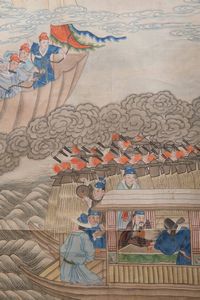 Dipinto su seta raffigurante scena di corte con iscrizione, Cina, Dinastia Qing, epoca Jiaqing (1796-1820)  - Asta Fine chinese works of art - Associazione Nazionale - Case d'Asta italiane