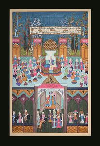 Lotto composto da tre pagine miniate con personaggi e iscrizioni, India, XIX secolo  - Asta Fine chinese works of art - Associazione Nazionale - Case d'Asta italiane