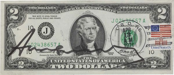 Andy Warhol : Two Dollars Jefferson  - Asta ARTE MODERNA E CONTEMPORANEA - Associazione Nazionale - Case d'Asta italiane