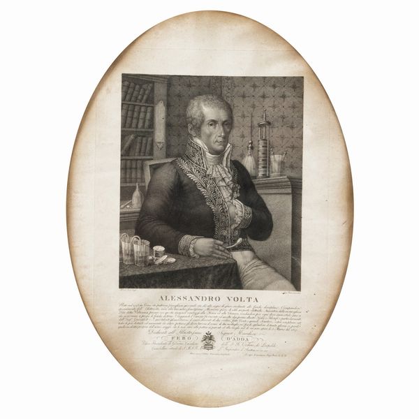 Stampa raffigurante Alessandro Volta  - Asta Da Importanti Collezioni Romane - Associazione Nazionale - Case d'Asta italiane