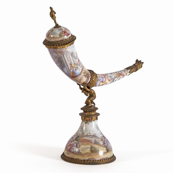 Cornucopia in smalti e bronzo dorato  - Asta Da Importanti Collezioni Romane - Associazione Nazionale - Case d'Asta italiane