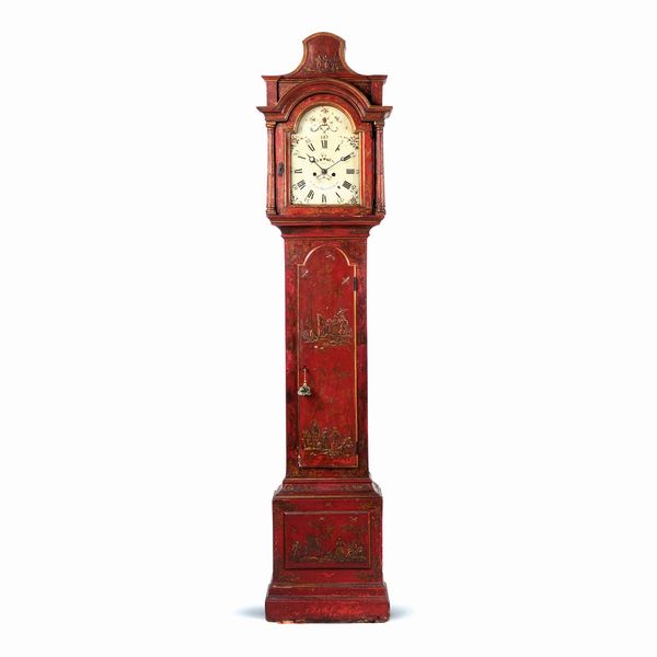 Orologio a torre in legno laccato rosso  - Asta Da Importanti Collezioni Romane - Associazione Nazionale - Case d'Asta italiane