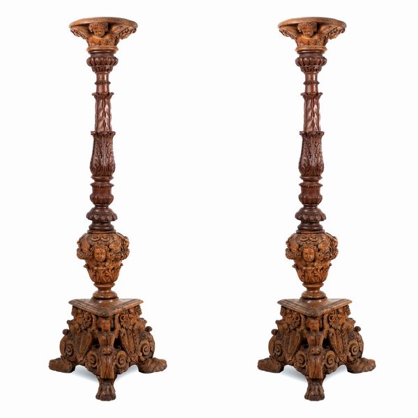 Coppia di torcieri in legno  - Asta Da Importanti Collezioni Romane - Associazione Nazionale - Case d'Asta italiane