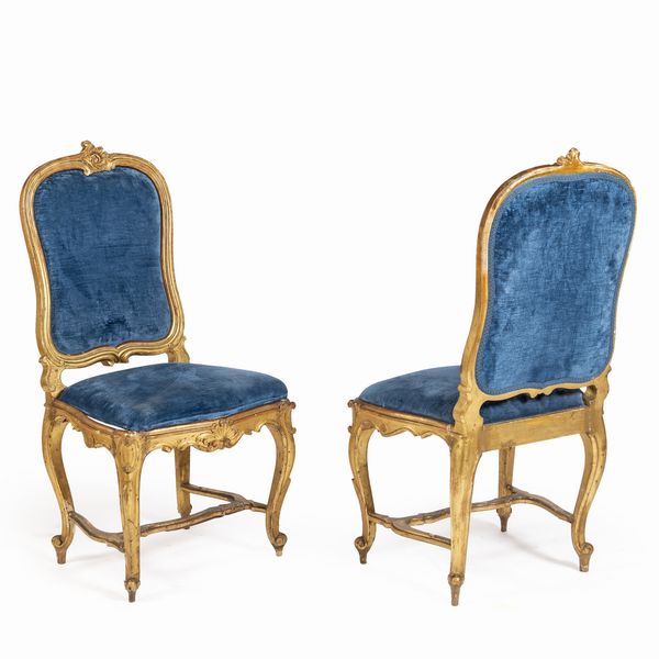 Sei sedie in legno dorato  - Asta Da Importanti Collezioni Romane - Associazione Nazionale - Case d'Asta italiane