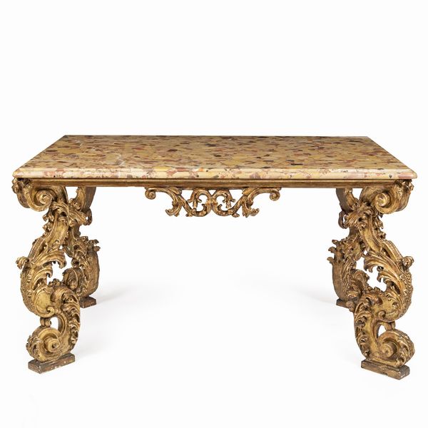 Tavolo da centro in legno dorato  - Asta Da Importanti Collezioni Romane - Associazione Nazionale - Case d'Asta italiane