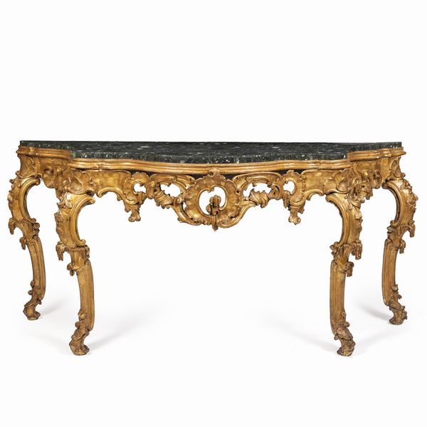 Grande console in legno dorato ed intagliato  - Asta Da Importanti Collezioni Romane - Associazione Nazionale - Case d'Asta italiane