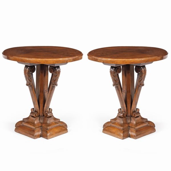 Coppia di gueridon  in noce  - Asta Da Importanti Collezioni Romane - Associazione Nazionale - Case d'Asta italiane