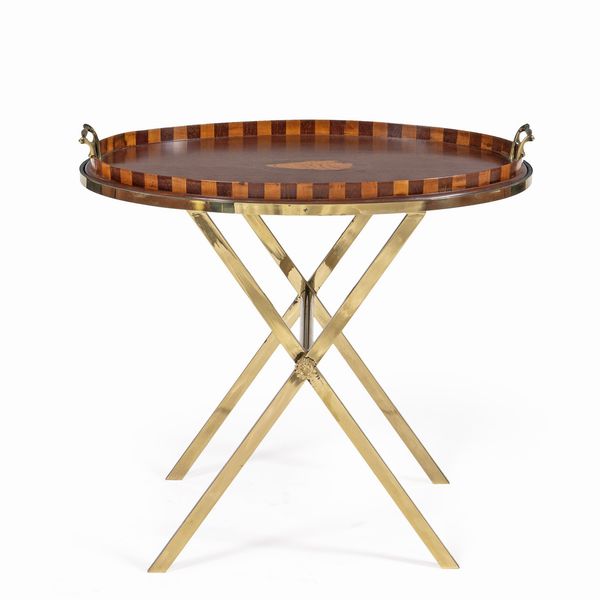 Vassoio in legno di mogano intarsiato ed ottone  - Asta Da Importanti Collezioni Romane - Associazione Nazionale - Case d'Asta italiane