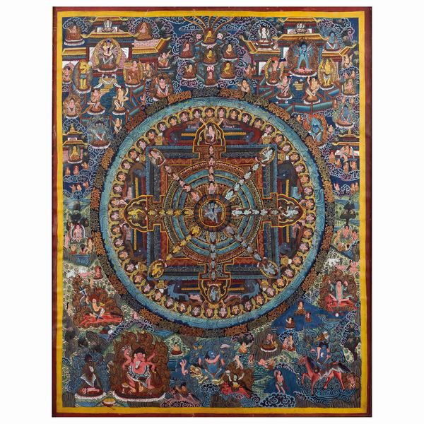 Thangka Mandala raffigurante Chakrasamvara  - Asta Da Importanti Collezioni Romane - Associazione Nazionale - Case d'Asta italiane