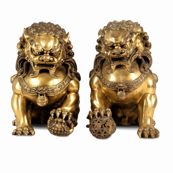 Coppia di sculture in metallo dorato  - Asta Da Importanti Collezioni Romane - Associazione Nazionale - Case d'Asta italiane