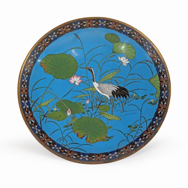 Grande piatto a smalti cloisonn  - Asta Da Importanti Collezioni Romane - Associazione Nazionale - Case d'Asta italiane