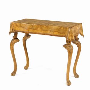 Coppia di tavoli parietali in legno di noce  - Asta Da Importanti Collezioni Romane - Associazione Nazionale - Case d'Asta italiane