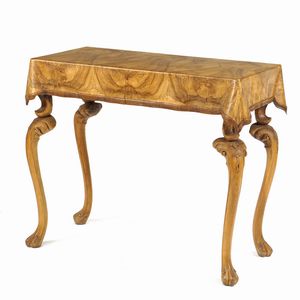 Coppia di tavoli parietali in legno di noce  - Asta Da Importanti Collezioni Romane - Associazione Nazionale - Case d'Asta italiane