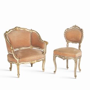 Salotto in legno laccato, dorato ed intagliato (11)  - Asta Da Importanti Collezioni Romane - Associazione Nazionale - Case d'Asta italiane