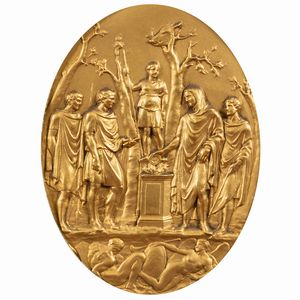 Coppia di placche in rame dorato  - Asta Da Importanti Collezioni Romane - Associazione Nazionale - Case d'Asta italiane