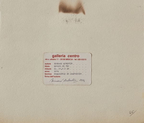AUBERTIN BERNARD (1934 - 2015) : Dessin de feu.  - Asta Asta 380 | ARTE MODERNA E CONTEMPORANEA Virtuale - Associazione Nazionale - Case d'Asta italiane