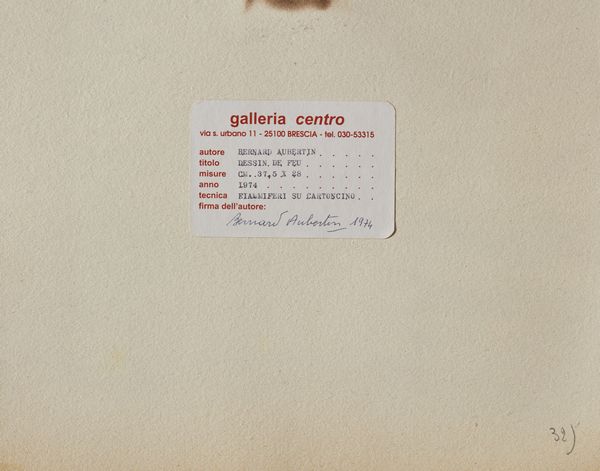 AUBERTIN BERNARD (1934 - 2015) : Dessin du feu.  - Asta Asta 380 | ARTE MODERNA E CONTEMPORANEA Virtuale - Associazione Nazionale - Case d'Asta italiane