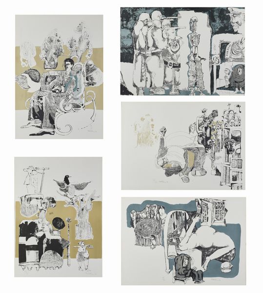 SANTALO' RODOLFO ALVAREZ (1933 - 2008) : Cartella composta da n. 5 fogli.  - Asta Asta 380 | ARTE MODERNA E CONTEMPORANEA Virtuale - Associazione Nazionale - Case d'Asta italiane